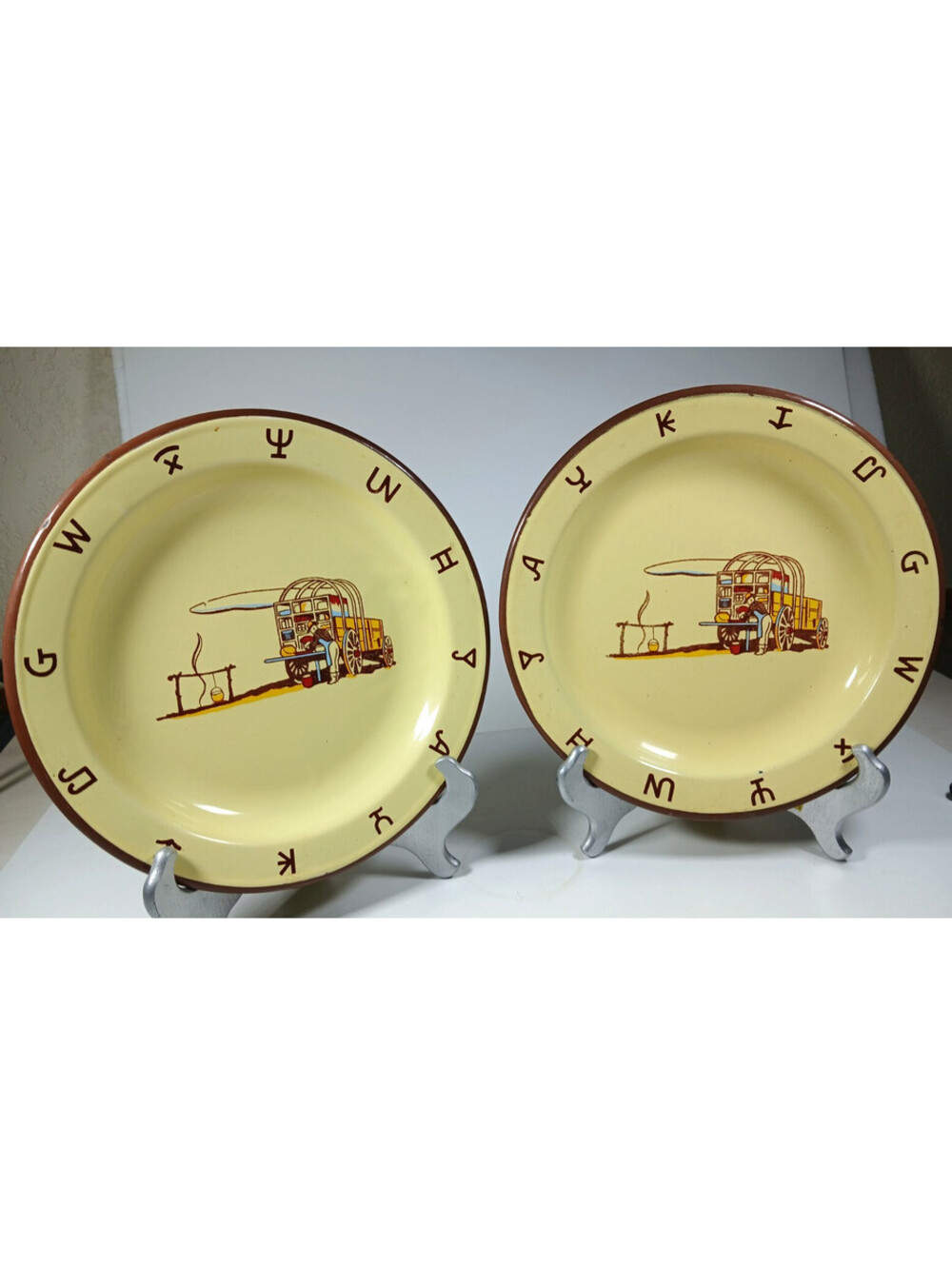 2 Monterrey Western Ware Dinner Plate Chuckwagon Cowboy Americana Decor 10"